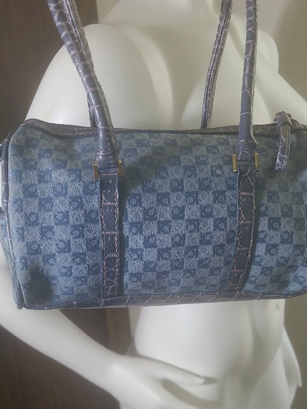 Liz Claiborne Vintage Blue Monogram Shoulder Bag